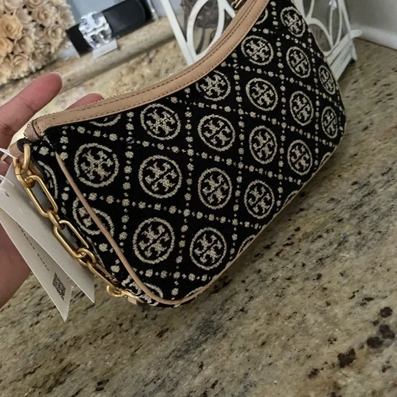 New 🖤 Tory Burch T Monogram Chenille Studio Shoulder Bag - Picture 12 of 14
